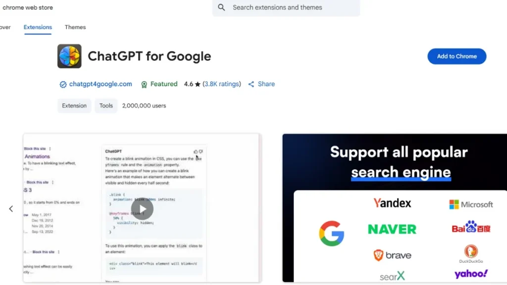 ChatGpt for Google Ai chrome extensions( Credit_ Chrome web Store)