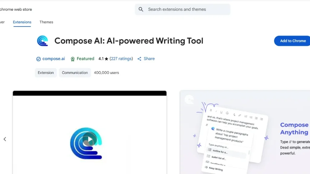 Compose ai chrome extensions( Credit_ Chrome web store)