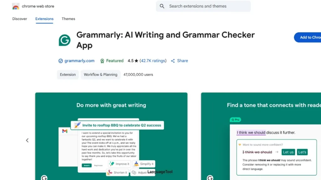 Grammarly Ai chrome extension( Credit_ Chrome web Store)