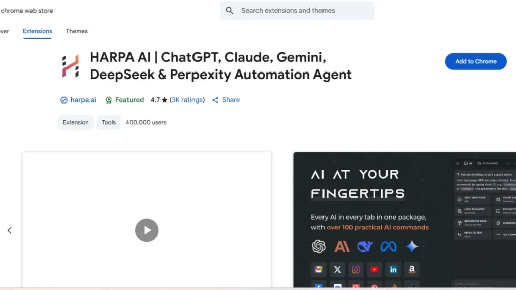 Harpa Ai Chrome extensions( credit_ Chrome web store)