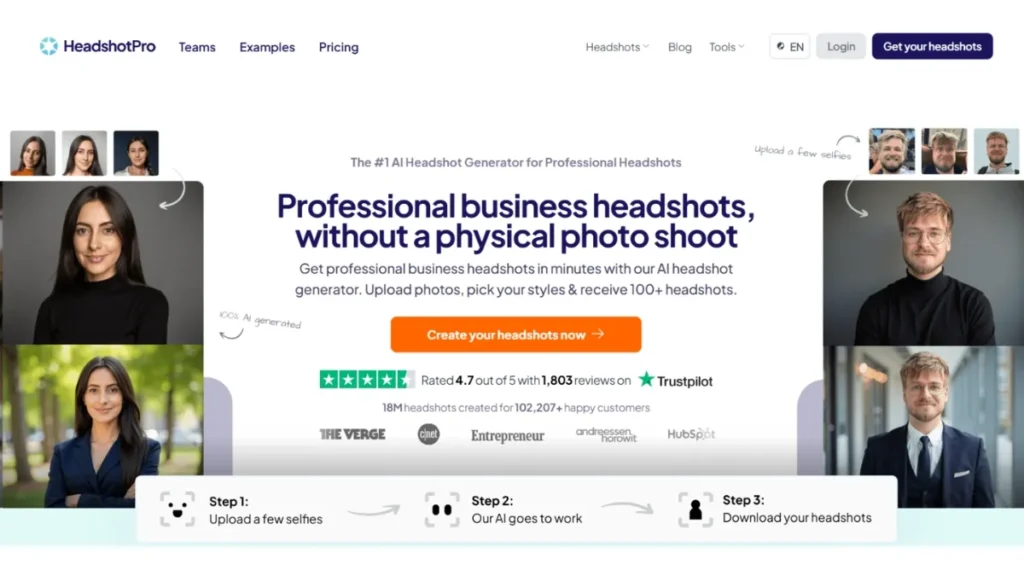 Headshot Pro Website dashboard image( Credit_ Findmyaitool.io