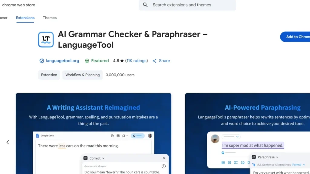 Language tool ai chrome extensions( Credit_ Chrome web store)