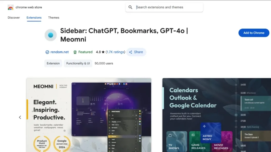 Meomni AI Chrome extension( Credit_ Chrome web store)