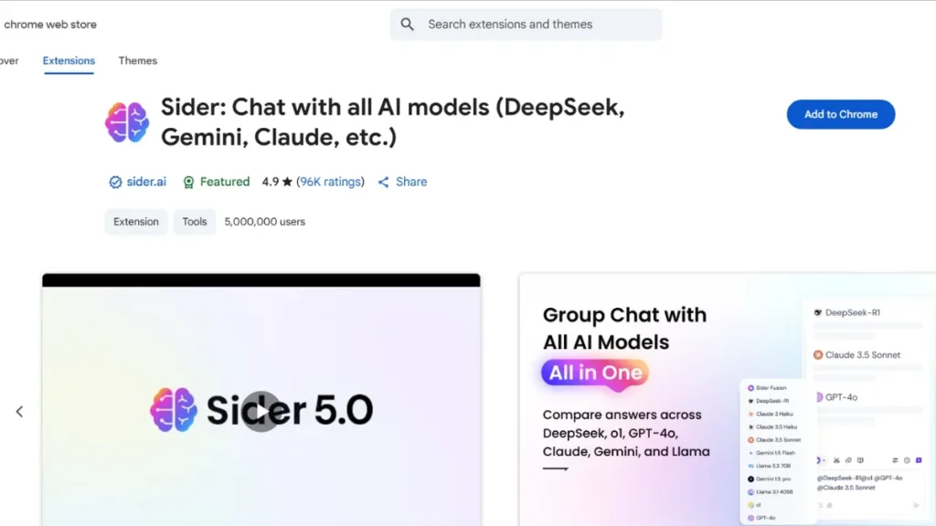 Sider Ai chrome extensions( Credit_ Chrome web Store)
